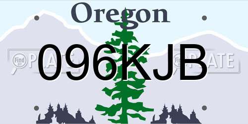 096KJB Oregon License Plate