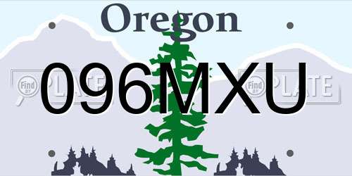 096MXU Oregon License Plate