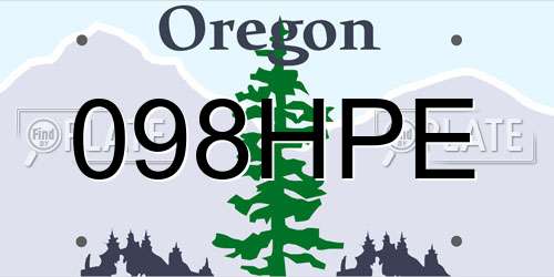 098HPE Oregon License Plate