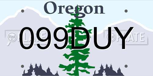 099DUY Oregon License Plate