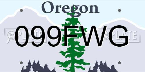 099FWG Oregon License Plate