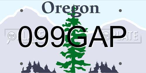 099GAP Oregon License Plate
