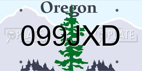 099JXD Oregon License Plate