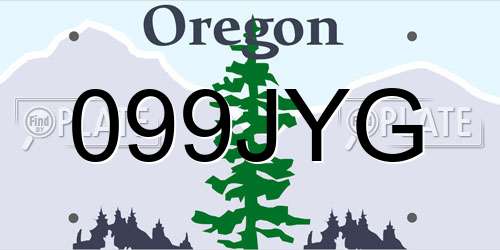 099JYG Oregon License Plate