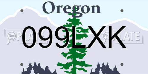099LXK Oregon License Plate