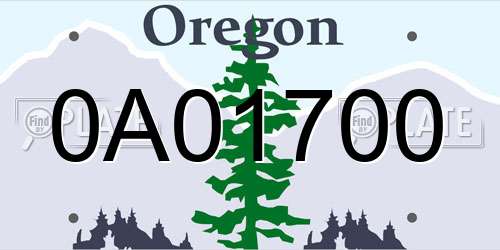 0A01700 Oregon License Plate