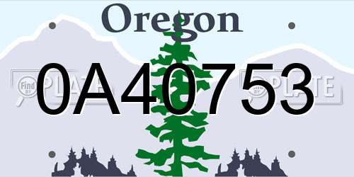 0A40753 Oregon License Plate