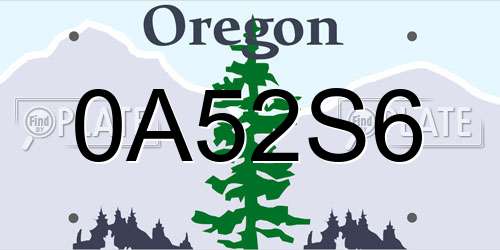 0A52S6 Oregon License Plate