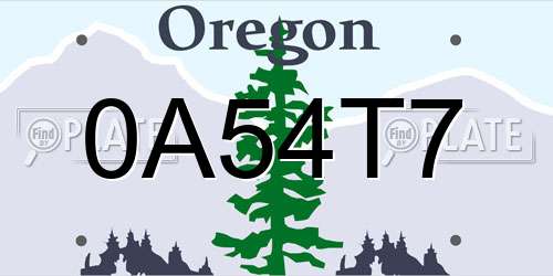 0A54T7 Oregon License Plate