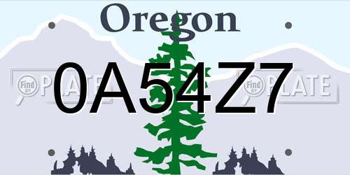 0A54Z7 Oregon License Plate