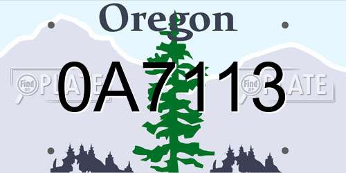 0A7113 Oregon License Plate