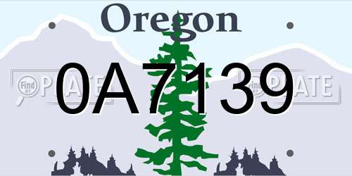 0A7139 Oregon License Plate