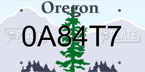 0A84T7 Oregon License Plate