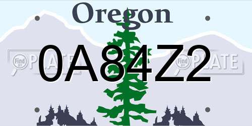 0A84Z2 Oregon License Plate