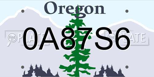 0A87S6 Oregon License Plate