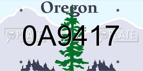 0A9417 Oregon License Plate
