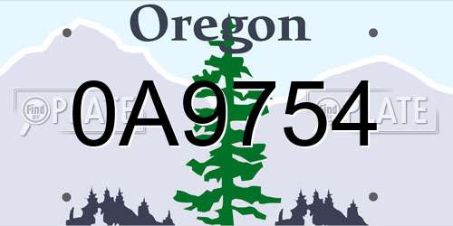 0A9754 Oregon License Plate