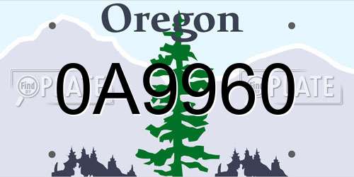 0A9960 Oregon License Plate