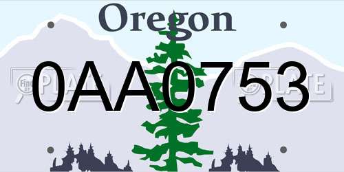 0AA0753 Oregon License Plate