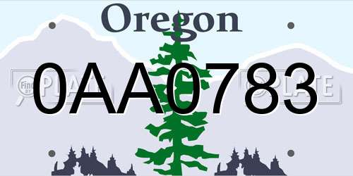 0AA0783 Oregon License Plate