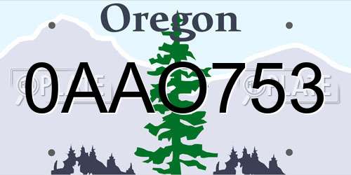 0AAO753 Oregon License Plate