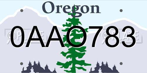 0AAO783 Oregon License Plate