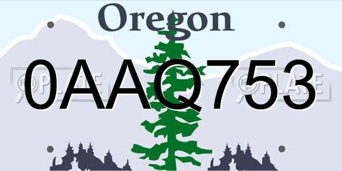 0AAQ753 Oregon License Plate