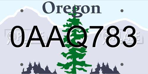 0AAQ783 Oregon License Plate