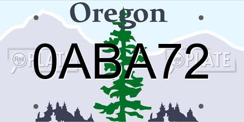 0ABA72 Oregon License Plate