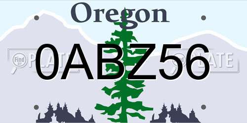 0ABZ56 Oregon License Plate