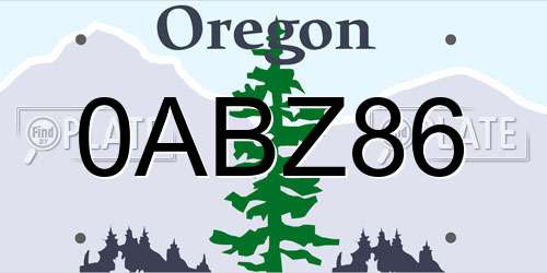 0ABZ86 Oregon License Plate