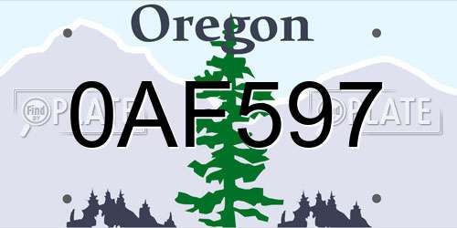 0AF597 Oregon License Plate