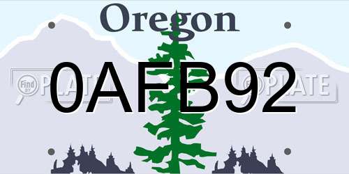 0AFB92 Oregon License Plate
