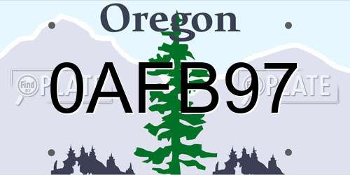 0AFB97 Oregon License Plate
