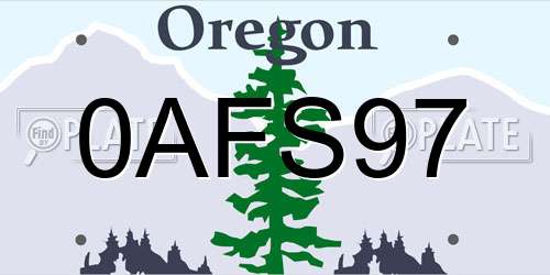 0AFS97 Oregon License Plate