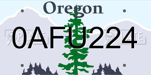 0AFU224 Oregon License Plate