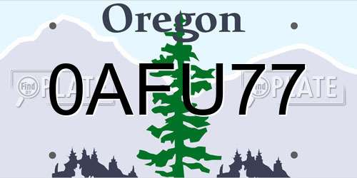 0AFU77 Oregon License Plate