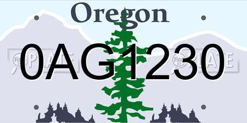 0AG1230 Oregon License Plate