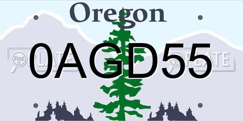 0AGD55 Oregon License Plate