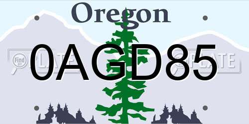 0AGD85 Oregon License Plate