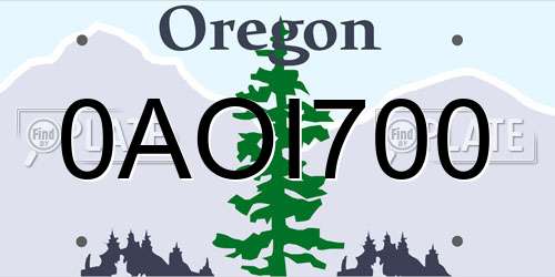 0AOI700 Oregon License Plate