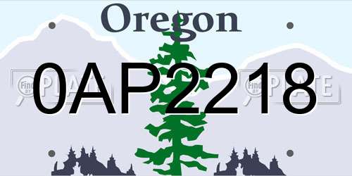 0AP2218 Oregon License Plate