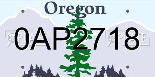 0AP2718 Oregon License Plate