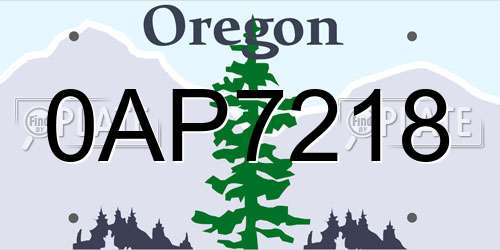 0AP7218 Oregon License Plate