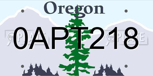 0APT218 Oregon License Plate