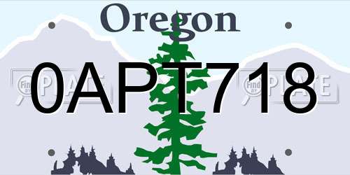 0APT718 Oregon License Plate