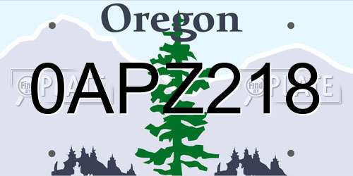 0APZ218 Oregon License Plate