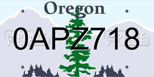 0APZ718 Oregon License Plate