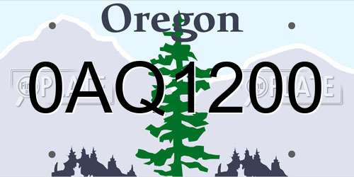 0AQ1200 Oregon License Plate
