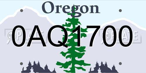 0AQ1700 Oregon License Plate